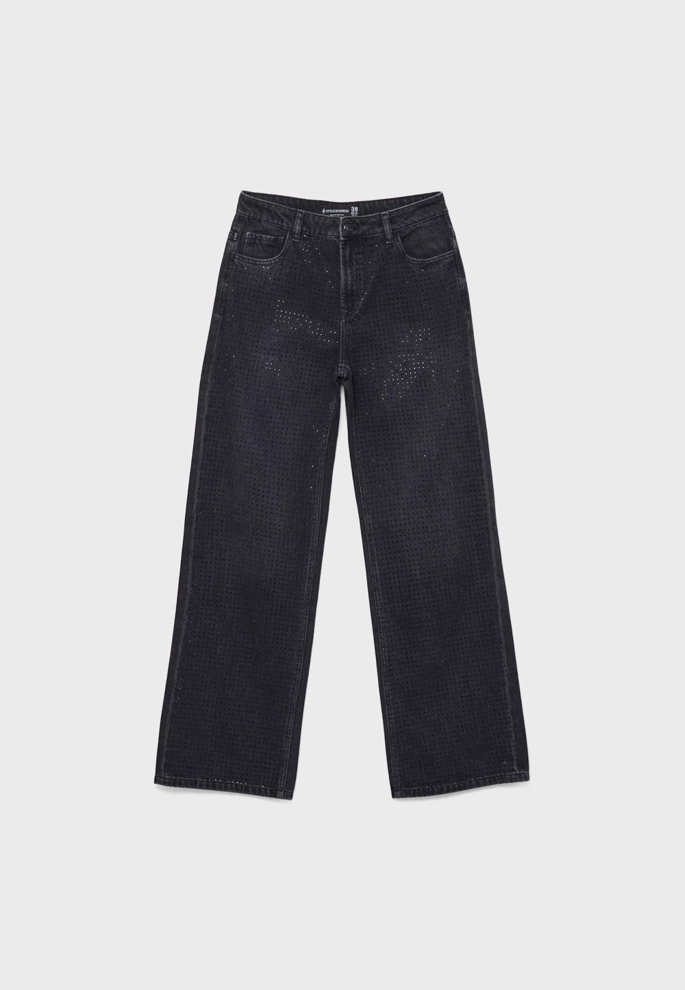 Straight-fit jeans with rhinestones