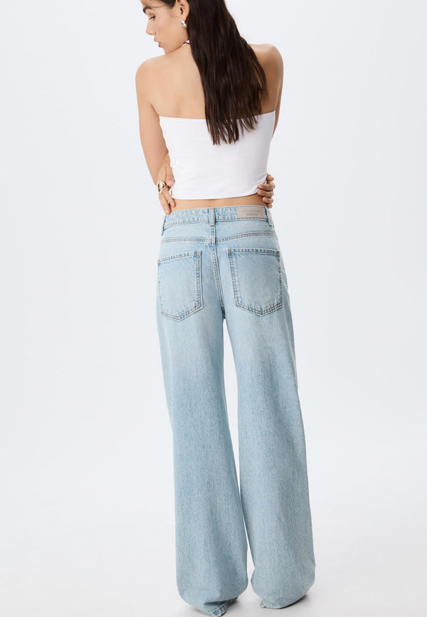 Straight-fit jeans with rhinestones