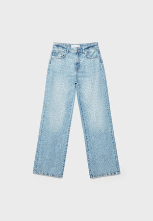 Straight-fit jeans with rhinestones