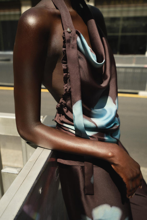 FLORAL PRINT SATIN TOP