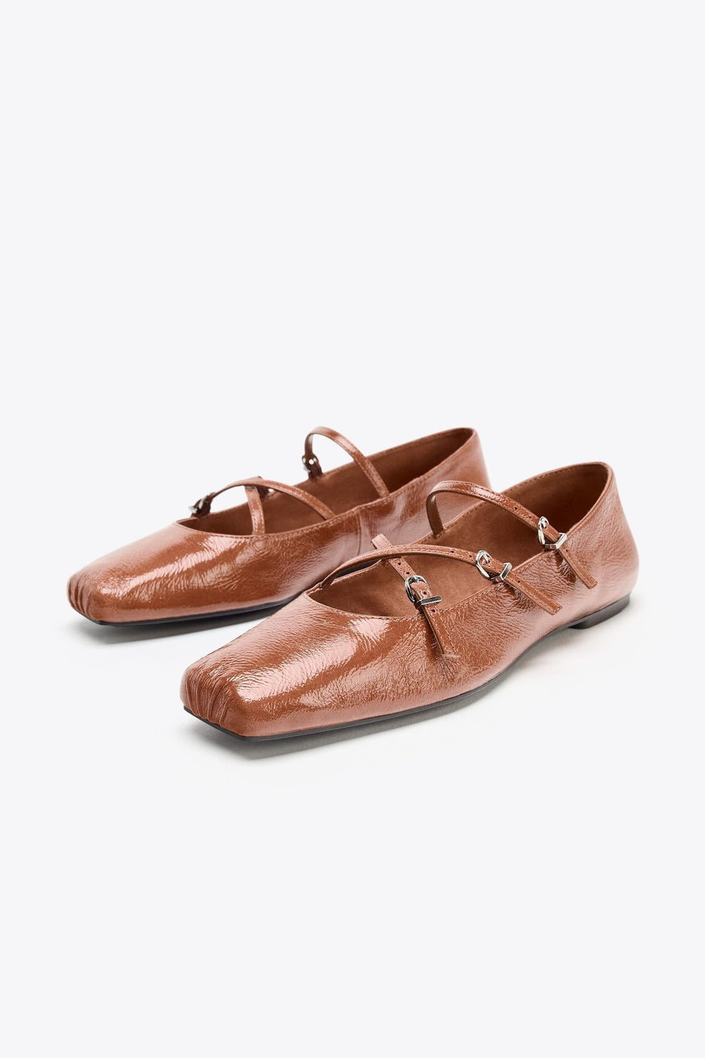 SQUARE TOE LEATHER BALLERINA