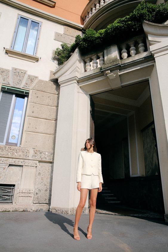 BLAZER À TEXTURE AVEC COL ROND