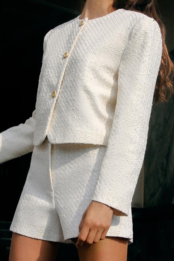 BLAZER À TEXTURE AVEC COL ROND