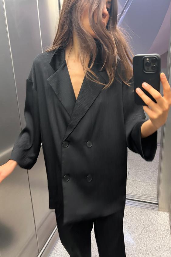 BLAZER À BOUTONNAGE CROISÉ EFFET FROISSÉ