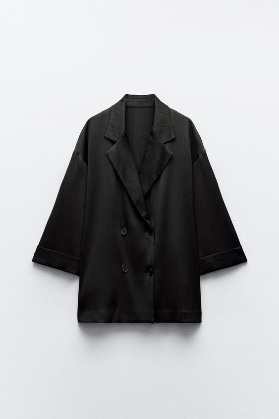 BLAZER À BOUTONNAGE CROISÉ EFFET FROISSÉ