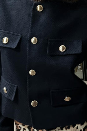 BLAZER EN PIQUÉ À COL ROND