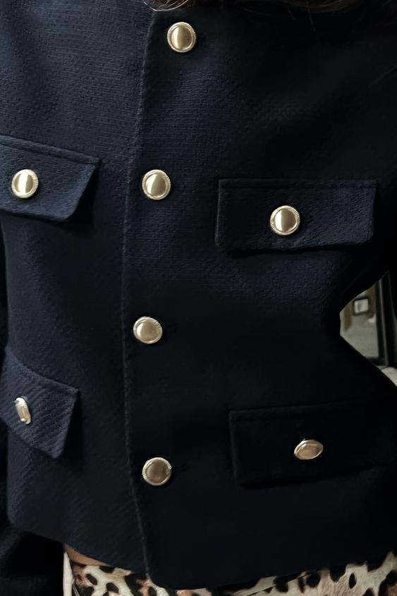 BLAZER EN PIQUÉ À COL ROND