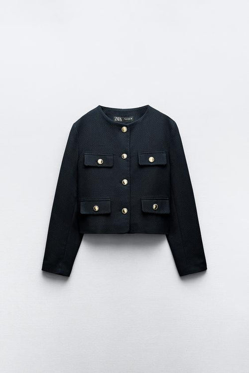 BLAZER EN PIQUÉ À COL ROND