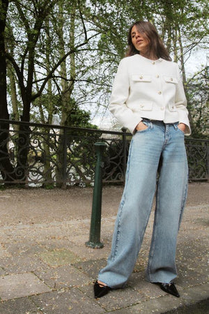 BLAZER EN PIQUÉ À COL ROND