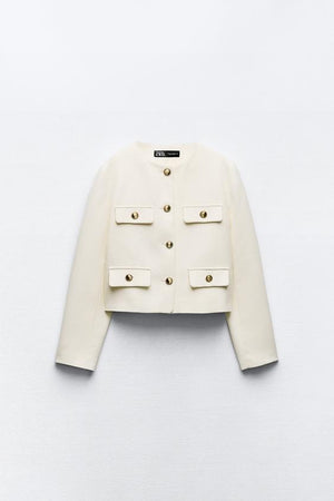 BLAZER EN PIQUÉ À COL ROND