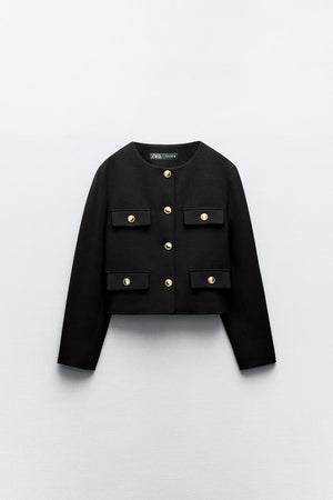 BLAZER EN PIQUÉ À COL ROND