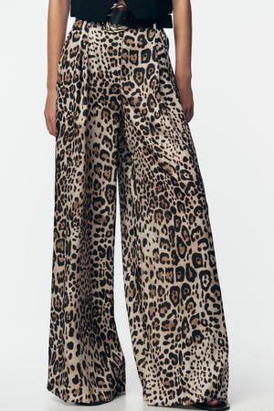 WIDE SATIN TROUSERS WITH BELT