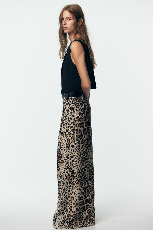 WIDE SATIN TROUSERS WITH BELT