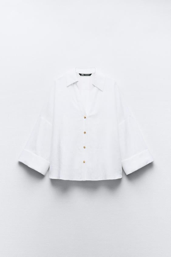 CHEMISE EN DU LIN À MANCHES AMPLES