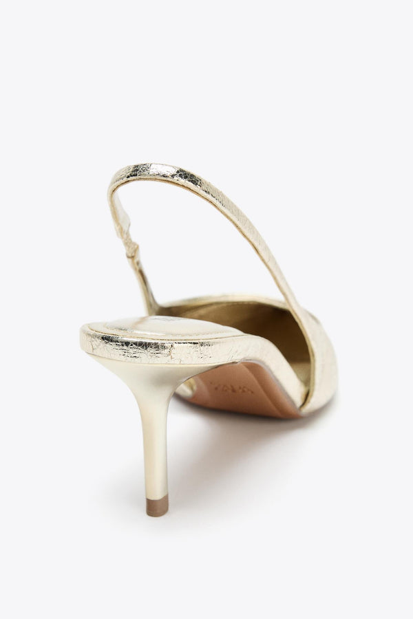 METALLIC-EFFECT SLINGBACK HEELS