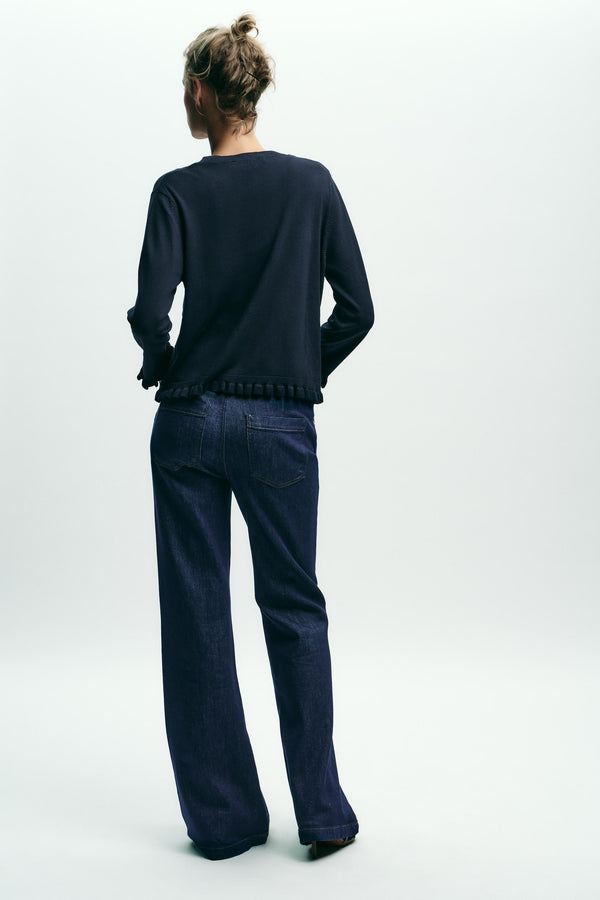 RUFFLE TRIM CARDIGAN