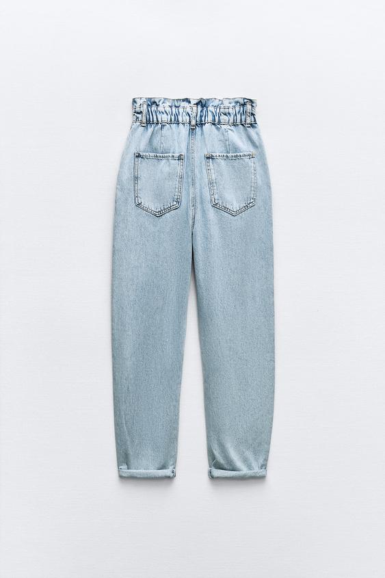 JEAN COUPE AMPLE À TAILLE HAUTE PLISSÉE