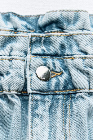 JEAN COUPE AMPLE À TAILLE HAUTE PLISSÉE