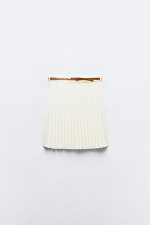JUPE COURTE PLISSÉE AVEC CEINTURE