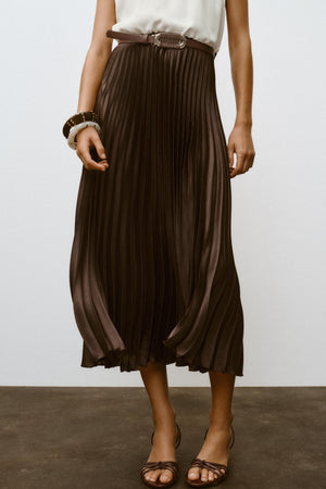 PLEATED COMBINED MIDI DRESS