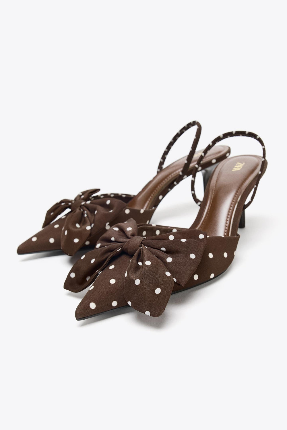 POLKA DOT PRINT HIGH-HEEL SHOES WITH BOW