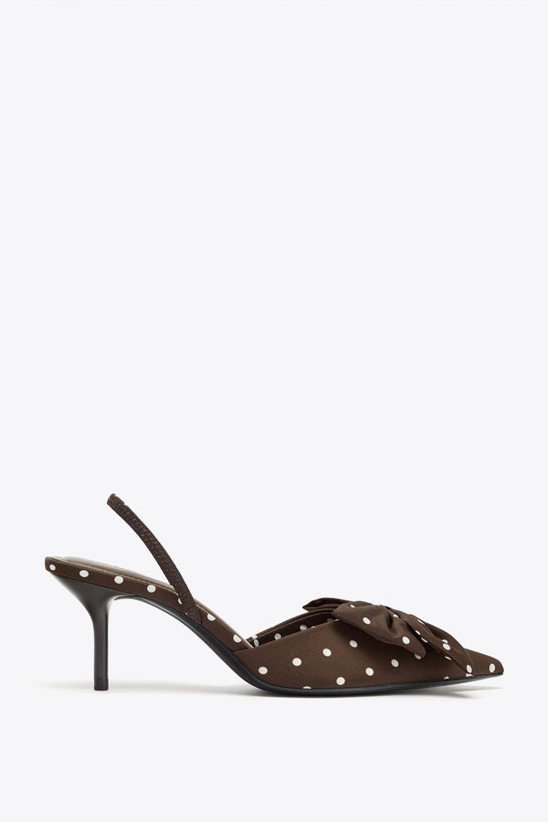 POLKA DOT PRINT HIGH-HEEL SHOES WITH BOW