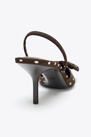 POLKA DOT PRINT HIGH-HEEL SHOES WITH BOW