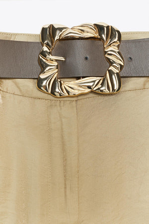WIDE SATIN TROUSERS WITH BELT