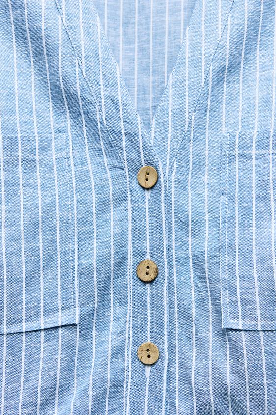 COMBI-SHORT À RAYURES AVEC LIN