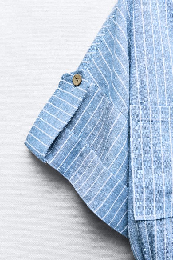 COMBI-SHORT À RAYURES AVEC LIN