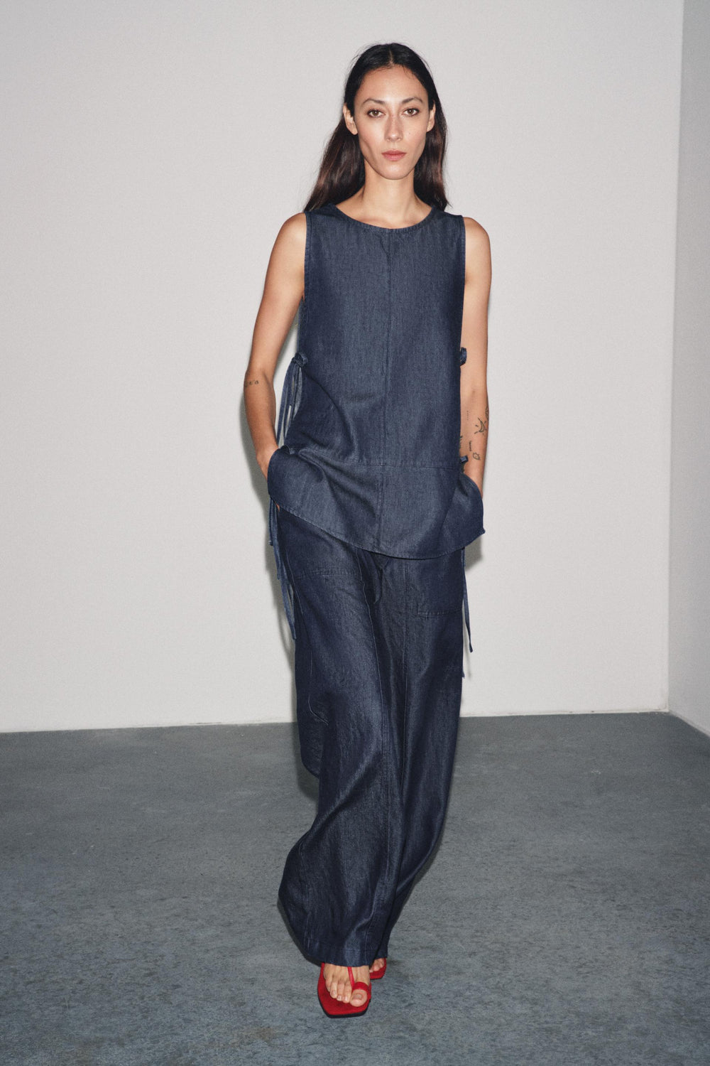 ZW COLLECTION CROSSOVER DENIM TROUSERS