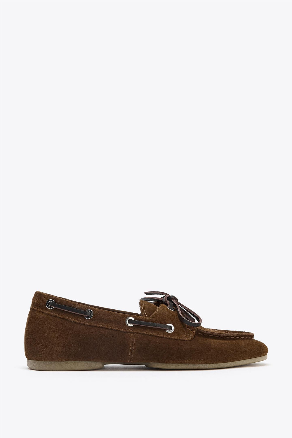 SPLIT SUEDE TOPSTITCHED LOAFERS