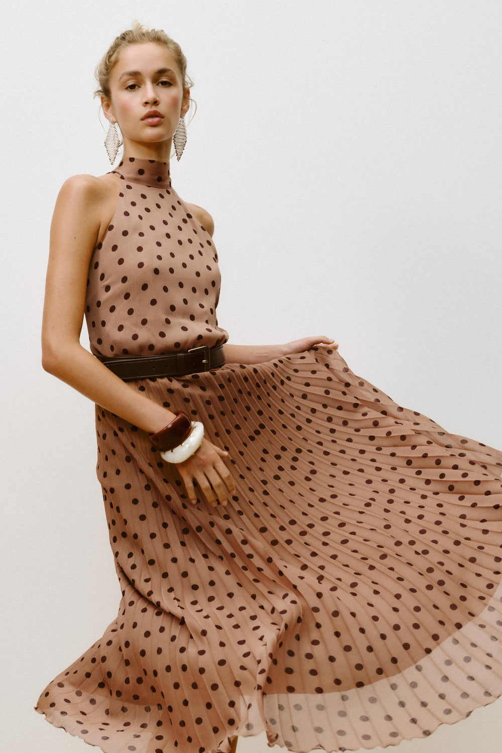 POLKA DOT MIDI DRESS WITH BELT