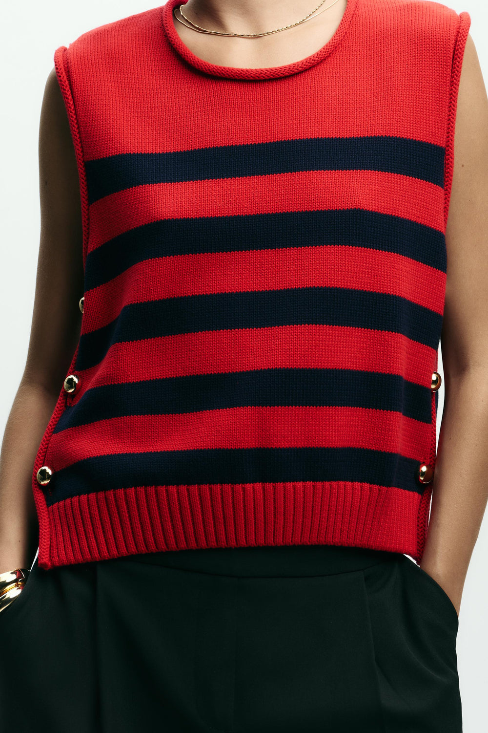 SIDE BUTTON KNIT WAISTCOAT TOP