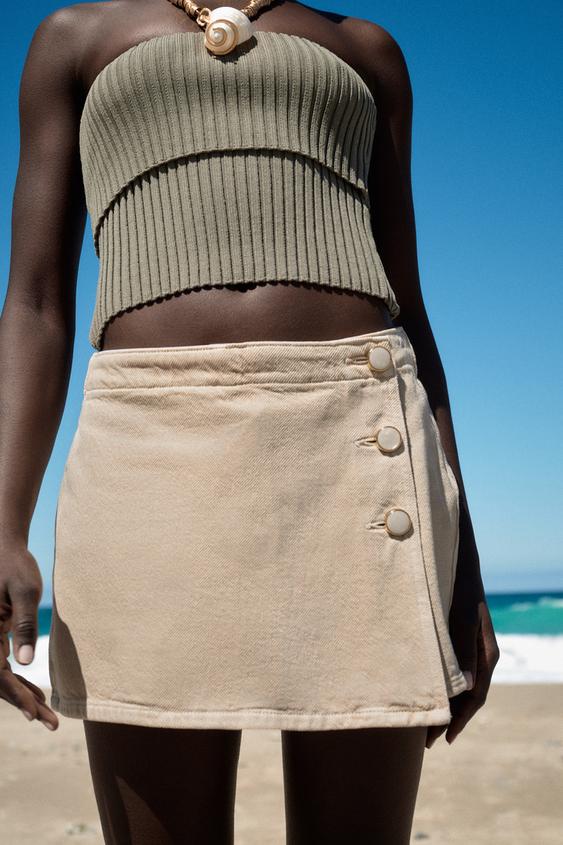 JUPE-SHORT PORTEFEUILLE EN JEAN À BOUTONS