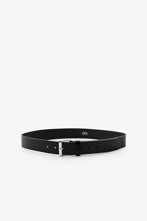 LEATHER BELT WITH SQUARE BUCKLE