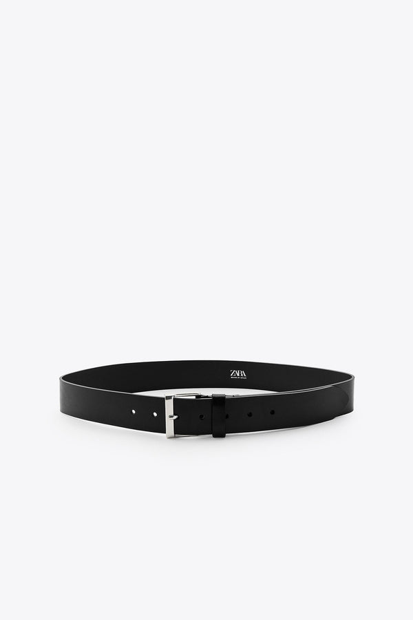 LEATHER BELT WITH SQUARE BUCKLE