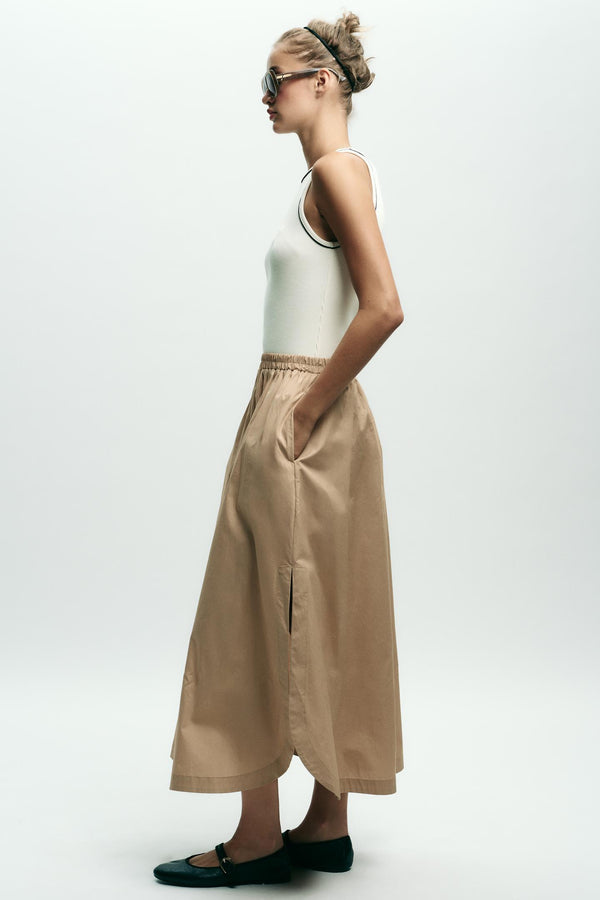 CONTRAST POPLIN MIDI DRESS