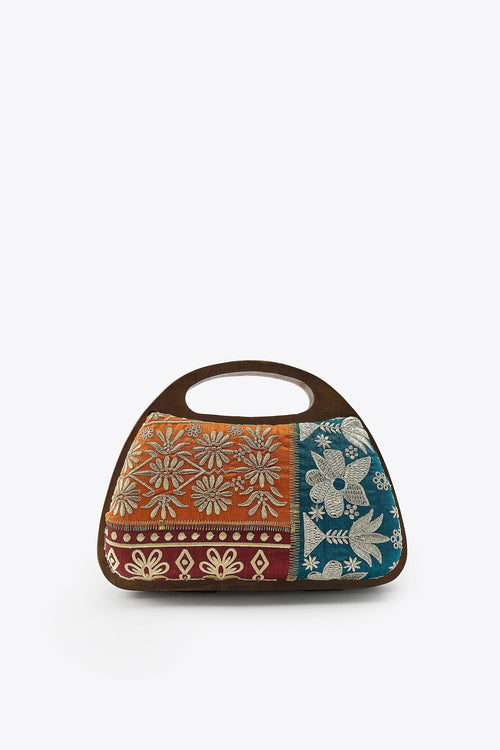 EMBROIDERED WOODEN BOX BAG