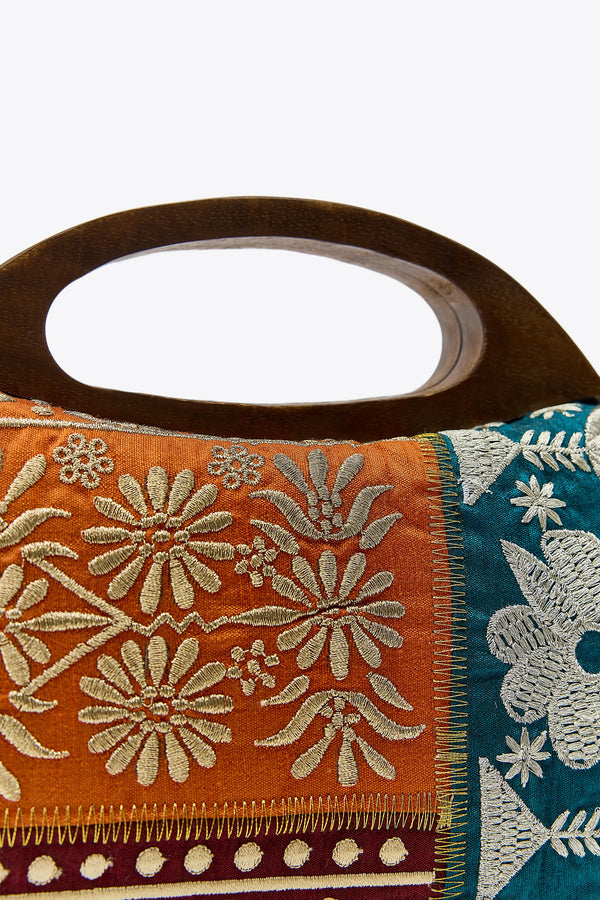 EMBROIDERED WOODEN BOX BAG